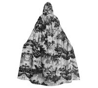 YYHWHJDE Tree In The Waves Picture Halloween Cape à capuche pour adulte Grande cape à capuche avec nœud papillon, sans fermeture éclair