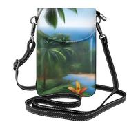 YYHWHJDE Tropical Sky Ecology Picture Téléphone portable pour femme avec prépuce en cuir et bandoulière réglable