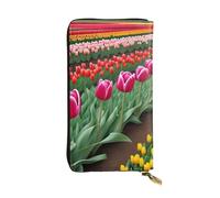 YYHWHJDE Tulip Scape Portefeuille long en cuir de qualité pour filles et femmes 19 x 10,5 cm, Noir , Taille unique
