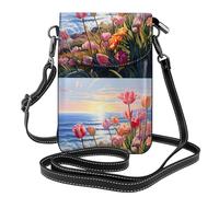 YYHWHJDE Tulips By The Sea Prints Petit sac à bandoulière en cuir pour femme, imperméable et durable