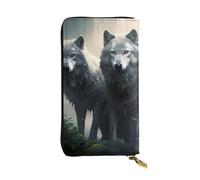 YYHWHJDE Two Wolves Portefeuille long en cuir imprimé de qualité pour filles et femmes 19 x 10,5 cm, Noir , Taille unique
