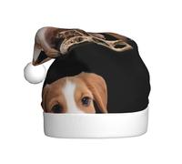 YYHWHJDE Un chiot rongeant les os chapeau de Noël pour adulte accessoire festif de qualité fabriqué doux et léger