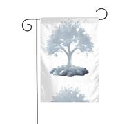 YYHWHJDE Un grand arbre recouvert de givre Impressions Mât de drapeau de jardin extérieur Décoration de cour 30,5 x 45,7 cm