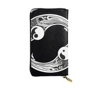 YYHWHJDE Un portefeuille long en cuir de qualité avec impression de symboles yin et yang, conçu pour les filles et les femmes, élégant 19 x 10,5 cm, Noir , Taille unique