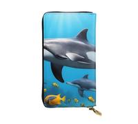 YYHWHJDE Underwater World Poisson dauphi Portefeuille en cuir de qualité pour filles et femmes 19 x 10,5 cm, Noir , Taille unique