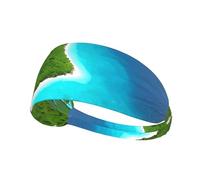 YYHWHJDE Une île dans l'océan Image Bandeau de sport pour femme résistant à la transpiration Bandeau élastique d'été