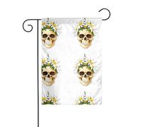 YYHWHJDE Vase imprimé tête de mort et marguerite - Mât de drapeau extérieur - Décoration tendance - 30,5 x 45,7 cm