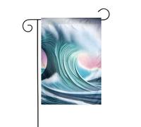 YYHWHJDE Vaste drapeau de jardin imprimé tsunami 30,5 x 45,7 cm pour décoration de cour avec une largeur de poteau de 3 cm (drapeau uniquement, mât non inclus)