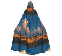 YYHWHJDE Village On The Prairie Pattern Halloween Cape à capuche pour adulte - Très grande cape à capuche sans fermeture éclair