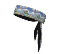 YYHWHJDE Village Under the Rainbow Foulard de sport double face à séchage rapide, évacuation de l'humidité pour femmes, filles et hommes