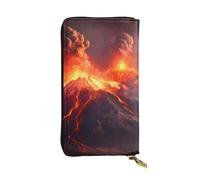 YYHWHJDE Volcanic Eruptions Portefeuille long en cuir de qualité pour filles et femmes 19 x 10,5 cm, Noir , Taille unique
