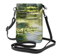 YYHWHJDE Water Lilies in the Pond Picture Téléphone portable pour femme avec prépuce en cuir et bandoulière réglable