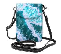 YYHWHJDE Waves Rolling Picture Téléphone portable pour femme avec prépuce en cuir et bandoulière réglable