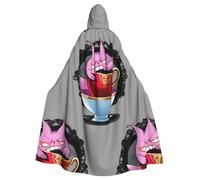YYHWHJDE Wicked Fantasy Cape à capuche pour adulte Motif tasses à thé Halloween pour diverses fêtes et carnaval