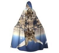 YYHWHJDE Wings Metal Carriage Picture Halloween Adulte Cape à capuche Grande cape à capuche avec nœud papillon, sans fermeture éclair