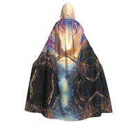 YYHWHJDE Wings on the Rainbow Bridge Picture Halloween Cape à capuche pour adulte Grande cape à capuche avec nœud papillon, sans fermeture éclair