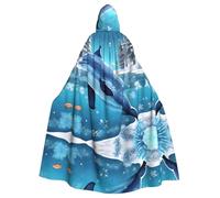 YYHWHJDE Winter the Dolphin Printed Halloween Cape à capuche pour adulte sans fermeture éclair, confortable et durable pour les jeux de rôle