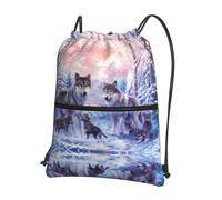 YYHWHJDE Wolves Family Prints Sac à dos à fermeture éclair avec cordon de serrage - Sac de sport léger et résistant à l'eau pour les voyages, le yoga et les aventures quotidiennes