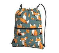 YYHWHJDE Yellow Fox Prints Sac à dos avec cordon de serrage - Sac en polyester résistant à l'eau pour salle de sport, voyage et randonnée - Léger, durable et compact