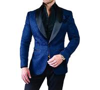YYI Combinaison 2 Pièces Jacquard pour Homme Costumes Coupe Slim à Boutonnage Simple