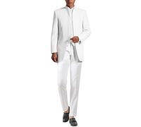 YYI Costumes de Mariage 3 pièces pour Hommes Costumes de Smoking à col Montant Blanc Pur