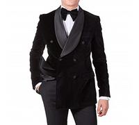 YYI Hommes Costume de Velours Costume 2 pièces à Double Boutonnage Veste de soirée et Pantalon de Mariage