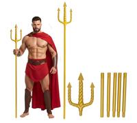 YyiFcg Trident doré 153 cm, trident diable, accessoire de costume pour adultes et enfants, carnaval, fête à thème, cosplay (doré)