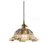 YYingYYue 32 * 19cm, Lampes Suspendues Créatives en Forme De Pétale Lustre en Verre Laiton, Lampes Suspendues en Verre Hautement Translucides, Lampes Suspendues Plafond D'îlot Cuisine Décorées