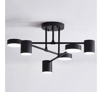 YYingYYue C, Éclairage De Lustre De Pergola À LED avec Abat-Jour Cylindrique, Lampes Suspendues en Fer De Salon Moderne À 6 Lumières, Luminaire Suspendu À 3 Couleurs Changeantes