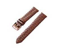 YYJzsw Bracelet de montre de loisirs 8mm 10mm 12mm 14mm 16mm 18mm 20mm 22mm 24mm en cuir véritable motif tissé ceinture de montre-bracelet bande souple bleu(Brown rose gold,20mm)