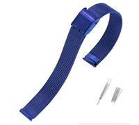 YYJzsw Bracelet de montre mince en acier inoxydable universel de haute qualité en métal 8mm 10mm 12mm 14mm 16mm 18mm 20mm 22mm 24mm Bracelet milanais(Blue,12mm)