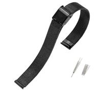 YYJzsw Bracelet de montre mince en acier inoxydable universel de haute qualité en métal 8mm 10mm 12mm 14mm 16mm 18mm 20mm 22mm 24mm Bracelet milanais(Black,12mm)