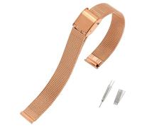 YYJzsw Bracelet de montre mince en acier inoxydable universel de haute qualité en métal 8mm 10mm 12mm 14mm 16mm 18mm 20mm 22mm 24mm Bracelet milanais(Rose gold,16mm)