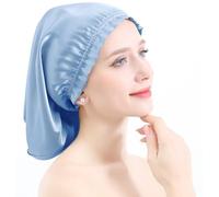 YYKSYDPT Bonnet de Nuit en Soie Bonnet Cheveux 100% Soie de Mûrier Bonnet de Nuit pour Cheveux Longs Bouclés pour que les Cheveux ne Soient plus Crépus et Noués (Bleu 1)