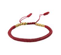 YYKSYDPT Bracelet Porte-Bonheur Tibétain+Cadeau Bouddhiste!Bracelet Corde Fait à La Main Bracelets D'amitié Tressés Pour Femme Homme Style Tibet-Bracelets Réglable (Cinq couleurs plus rouge foncé)