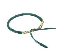 YYKSYDPT Bracelet Porte-Bonheur Tibétain+Cadeau Bouddhiste!Bracelet Corde Fait à La Main Bracelets D'amitié Tressés Pour Femme Homme Style Tibet-Bracelets Réglable (Cinq couleurs plus vert foncé)