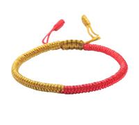YYKSYDPT Bracelet Porte-Bonheur Tibétain+Cadeau Bouddhiste!Bracelet Corde Fait à La Main Bracelets D'amitié Tressés Pour Femme Homme Style Tibet-Bracelets Réglable (RougeJaune)