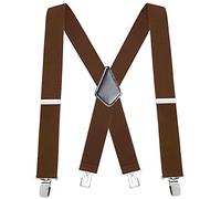YYKSYDPT Bretelles Homme Larges et Vintage Réglable Élastique Extra Fort 4 Clips en forme X (Brun)