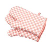 YYKSYDPT Gants de Four, Gants de Cuisine Antidérapants Résistants à La Chaleur, Mitaines de Four Imprimées (Rose/Carreaux)