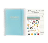 YYKSYDPT Mon Carnet de Recettes ：Livre de Recettes à Remplir, Peut Écrire 160 Recettes Personnalisées, 80 Feuilles, Cahier de Cuisine avec 5 Pages d'index, 1 Autocollant (Bleu ciel)