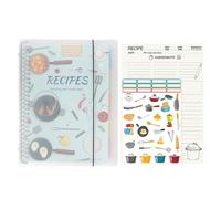 YYKSYDPT Mon Carnet de Recettes ：Livre de Recettes à Remplir, Peut Écrire 160 Recettes Personnalisées, 80 Feuilles, Cahier de Cuisine avec 5 Pages d'index, 1 Autocollant (Ustensiles de cuisine(bleu))