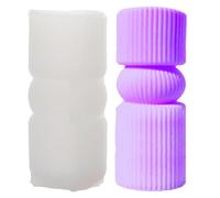 YYlingx Moules à Bougie Pilier Haut Cylindriques Nervurés, Moule en Silicone à Rayures Décoratives Abstraites Géométriques Torsadées pour Savon Fait Main, Artisanat
