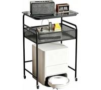 YYLMKMFC-AE Étagère supérieure for aspirateur Robot avec Dessus en Verre, Armoire de Dissimulation d'aspirateur Robot avec roulettes, Table d'appoint for la Maison(Black1Pcs,75cm)