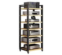 YYLMKMFC Armoire de Rangement multimédia Moderne - Support Audio réglable et Support AV stéréo avec 5/6/7 étagères for Console de Jeux vidéo(Wood Color,7-Tier)