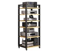 YYLMKMFC Armoire de Rangement multimédia Moderne - Support Audio réglable et Support AV stéréo avec 5/6/7 étagères for Console de Jeux vidéo(Wood Color,6-Tier)