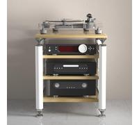 YYLMKMFC Armoire stéréo Noire, Support multimédia AV et Tour de Stockage DVD, étagère d'angle, Meuble TV for cinéma Maison(White Wood,62x57x78cm)