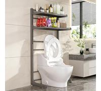 YYLMKMFC Étagère de Toilette à Hauteur réglable, étagère Haute capacité à Placer au-Dessus des Toilettes, avec Barres de Protection, idéale for Organiser la Salle de Bain(Black)