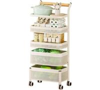 YYLMKMFC Étagère rotative for Fruits et légumes, Panier de Rangement rectangulaire, étagère de Rangement, Chariots, Panier Amovible for Cuisine, Salle de Bain, Chambre à Coucher(White,5 Tiers)