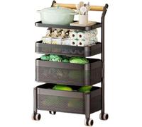YYLMKMFC Étagère rotative for Fruits et légumes, Panier de Rangement rectangulaire, étagère de Rangement, Chariots, Panier Amovible for Cuisine, Salle de Bain, Chambre à Coucher(Black,4 Tiers)