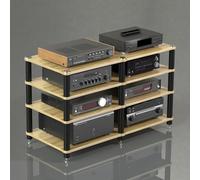 YYLMKMFC Support multimédia AV d'angle à 2 Niveaux, Armoire stéréo et Tour de Support Audio, étagère de Rangement Finition Bois for Composants de Divertissement(Wood Color,120x48x75cm)